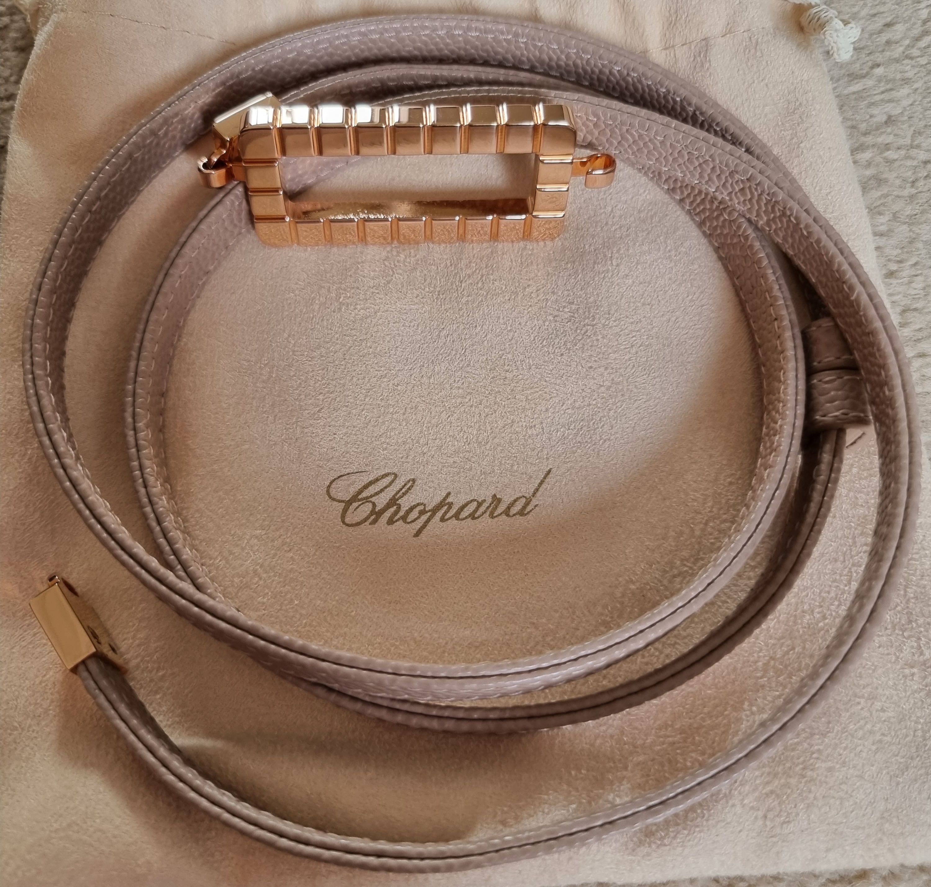 Chopard Rose Gold Taupe Ice Cube Belt leather