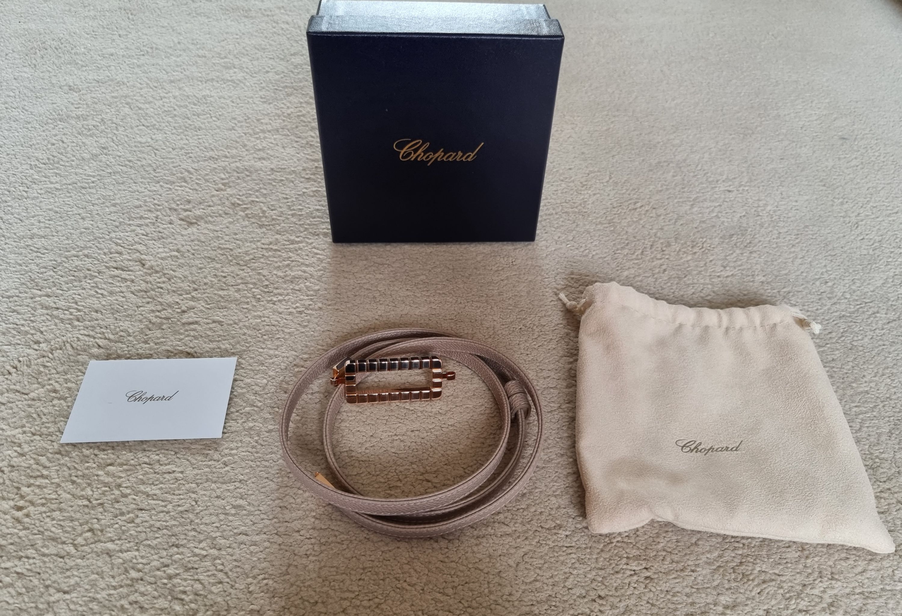 Chopard Rose Gold Taupe Ice Cube Belt leather