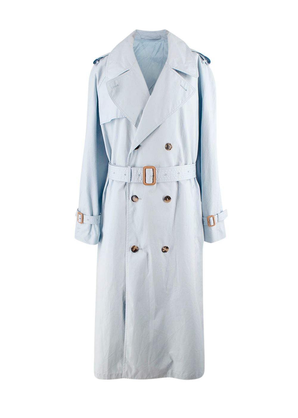 WardrobeNYC Baby Blue Double Breasted Trench Coat Size M 100% cotton