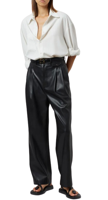 The Frankie Shop Black Pernille Faux Leather Trousers Size S plastic/polyurethane