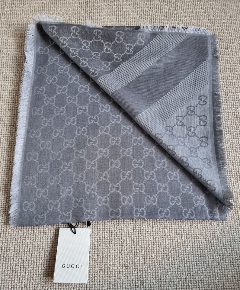 Gucci Grey Guccissima Silk Scarf wool/silk