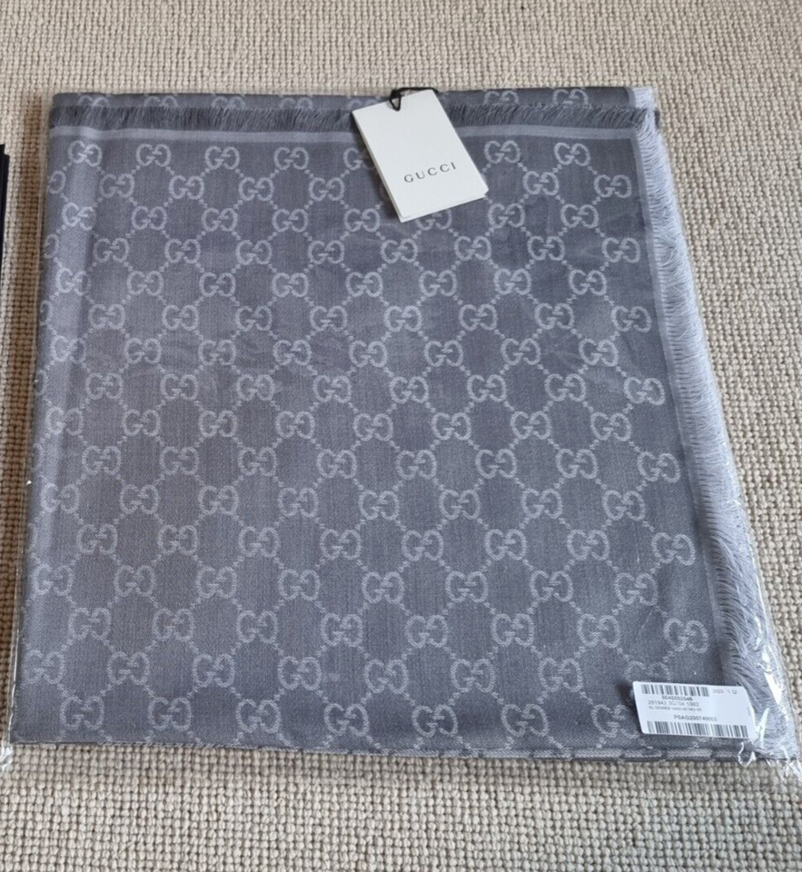 Gucci Grey Guccissima Silk Scarf wool/silk