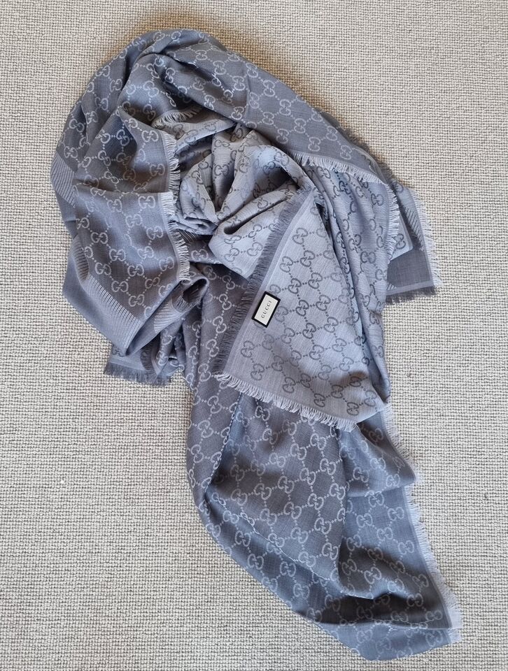 Gucci Grey Guccissima Silk Scarf wool/silk