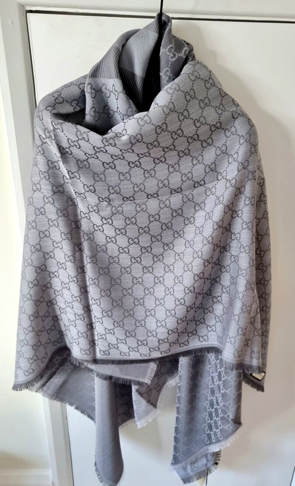 Gucci Grey Guccissima Silk Scarf wool/silk