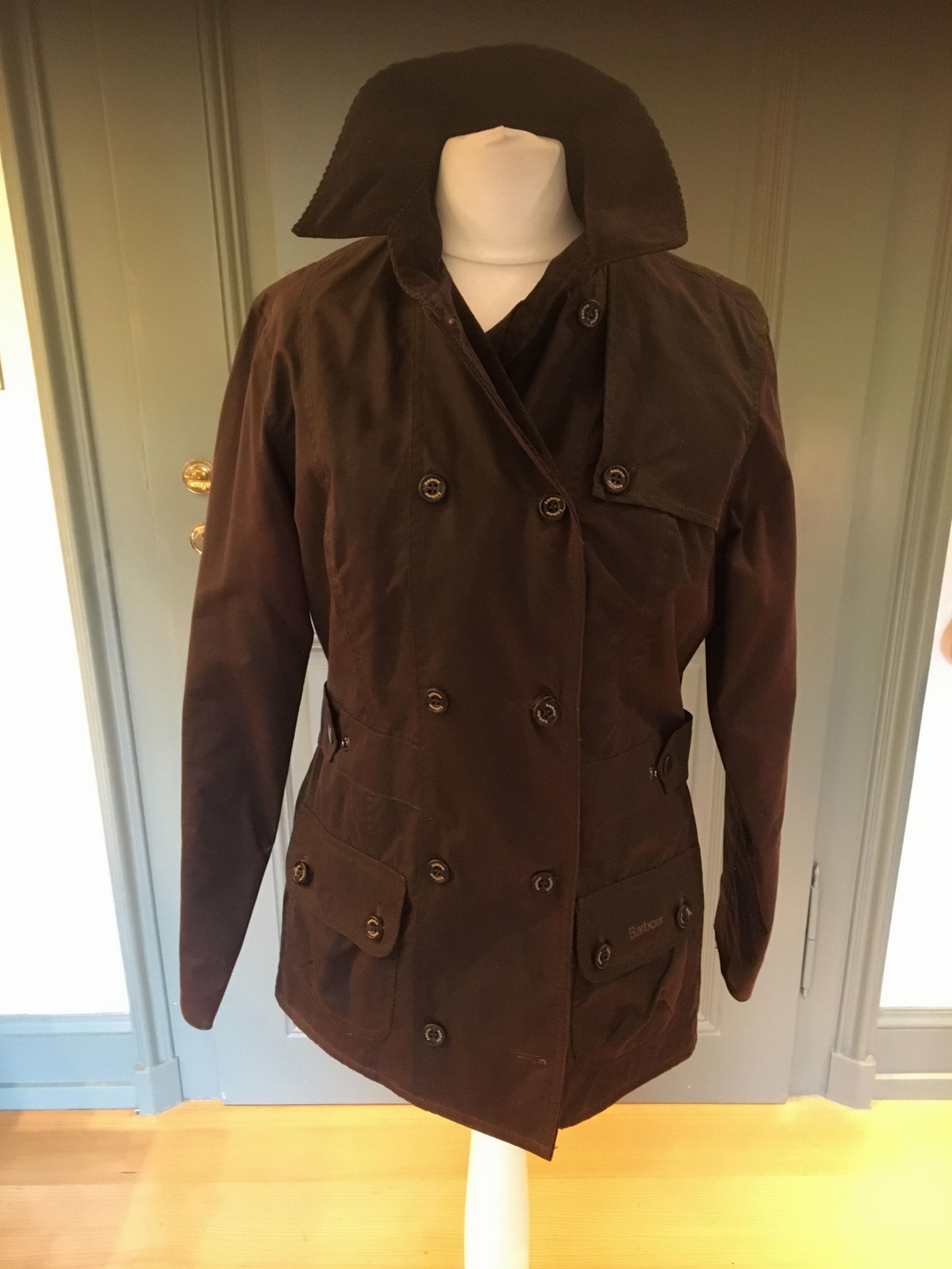 Barbour Brown Corduroy Collar Waxed Jacket Size XS Tan/Brown wax jacket/corduroy collar