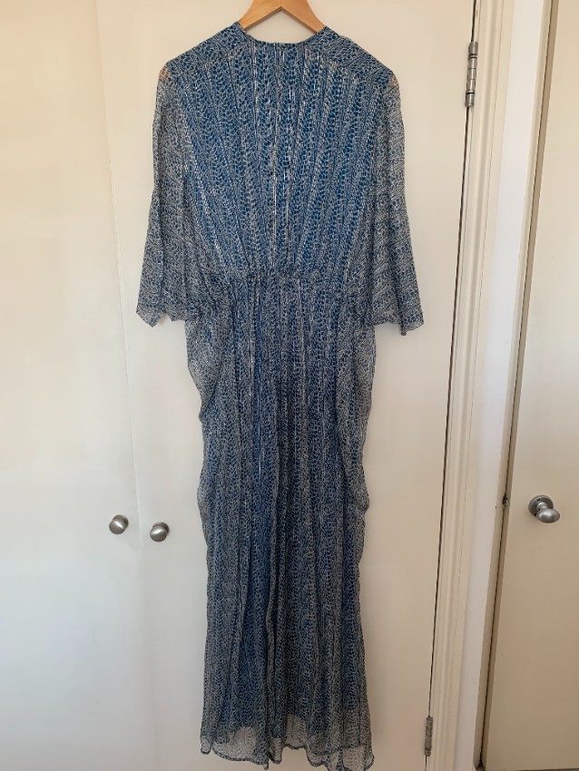 Issa Blue  White Printed Silk Gown Size S