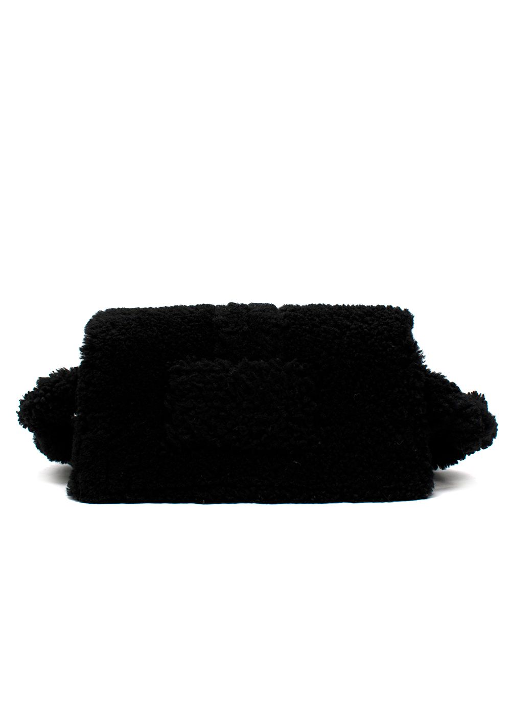 Preowned Jacquemus Black Le Bambidou Shearling Shoulder Bag