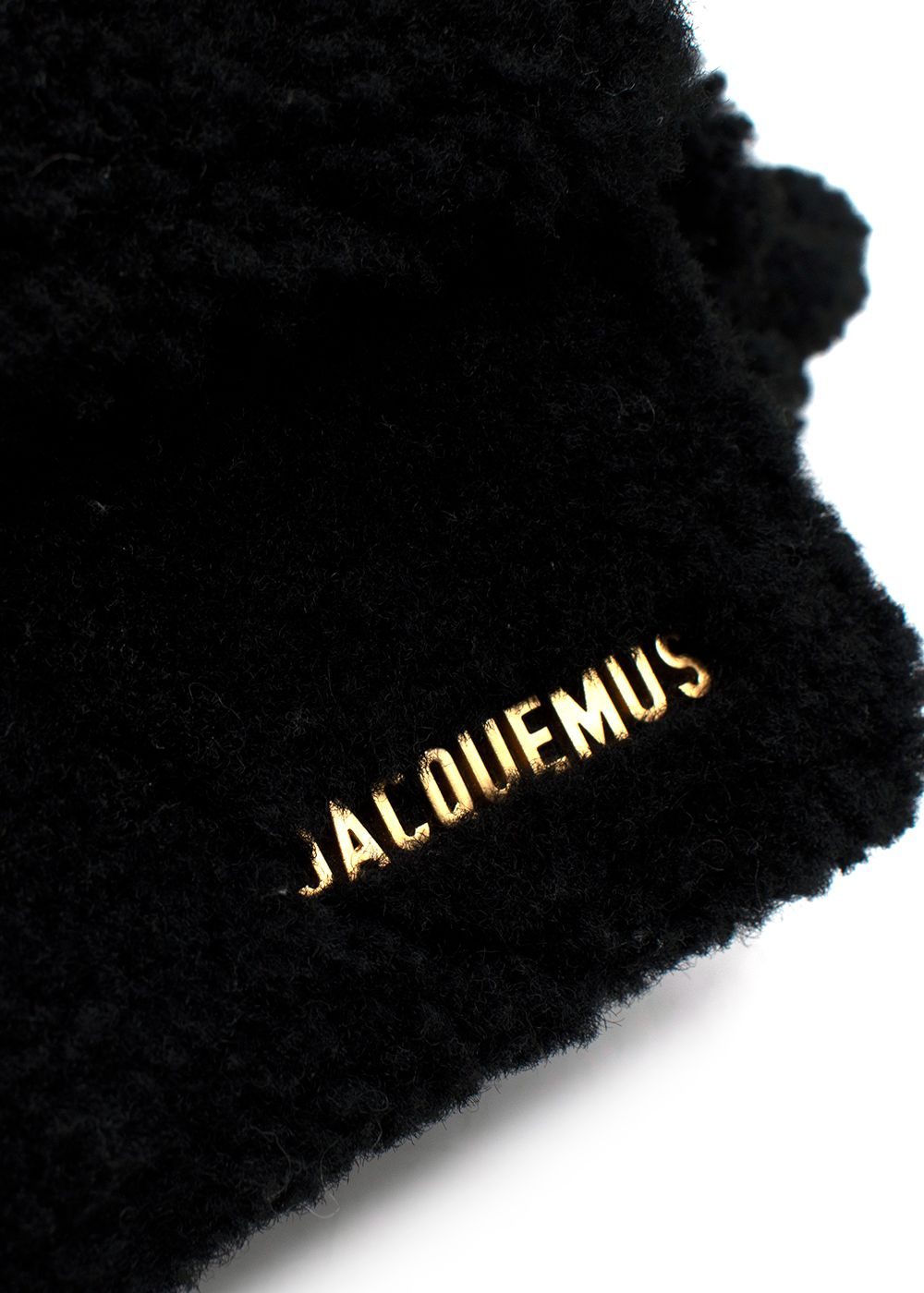 Preowned Jacquemus Black Le Bambidou Shearling Shoulder Bag