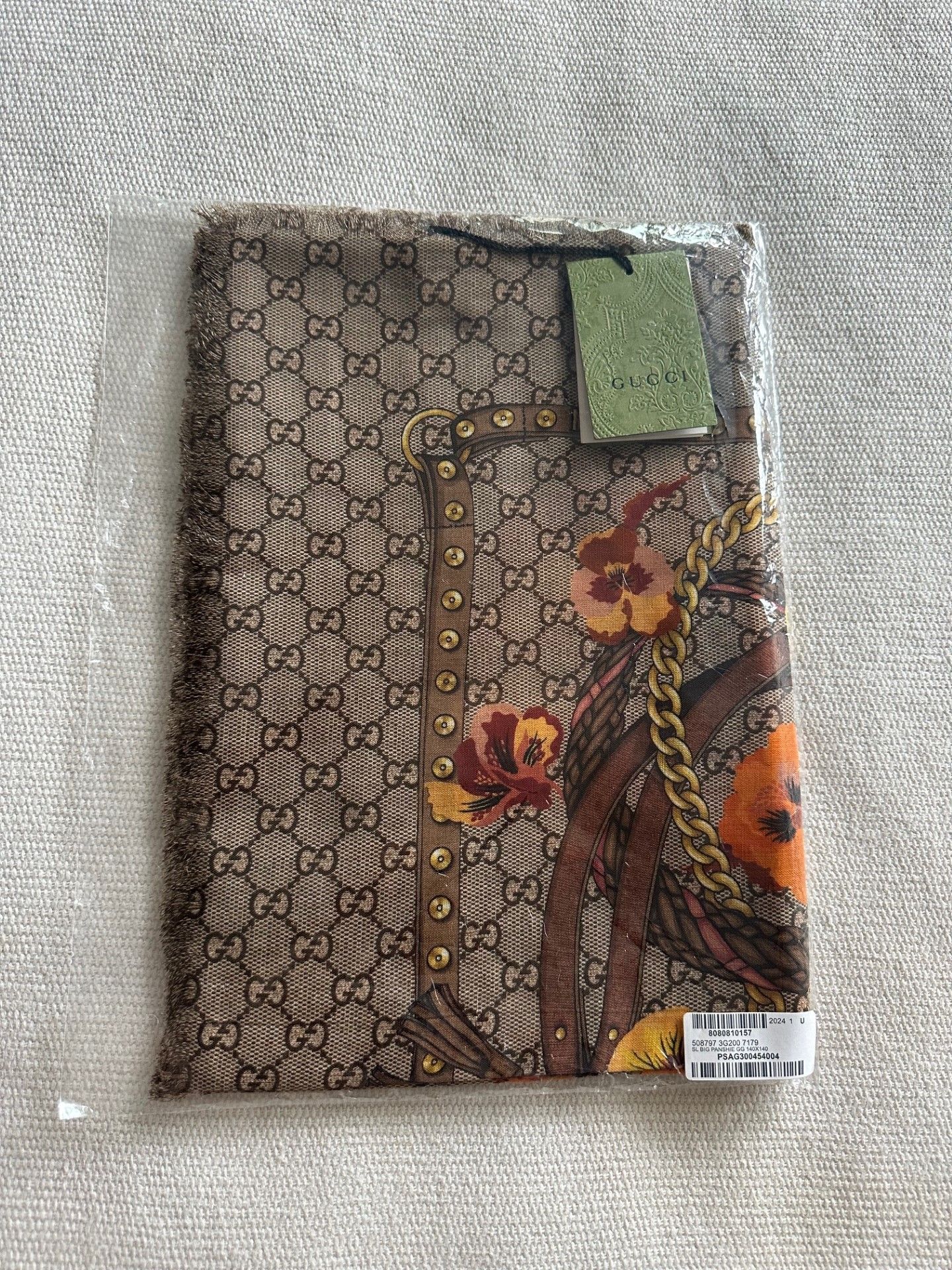 Gucci Guccissima Oshibana Panshie Shawl yellow/brown virgin wool