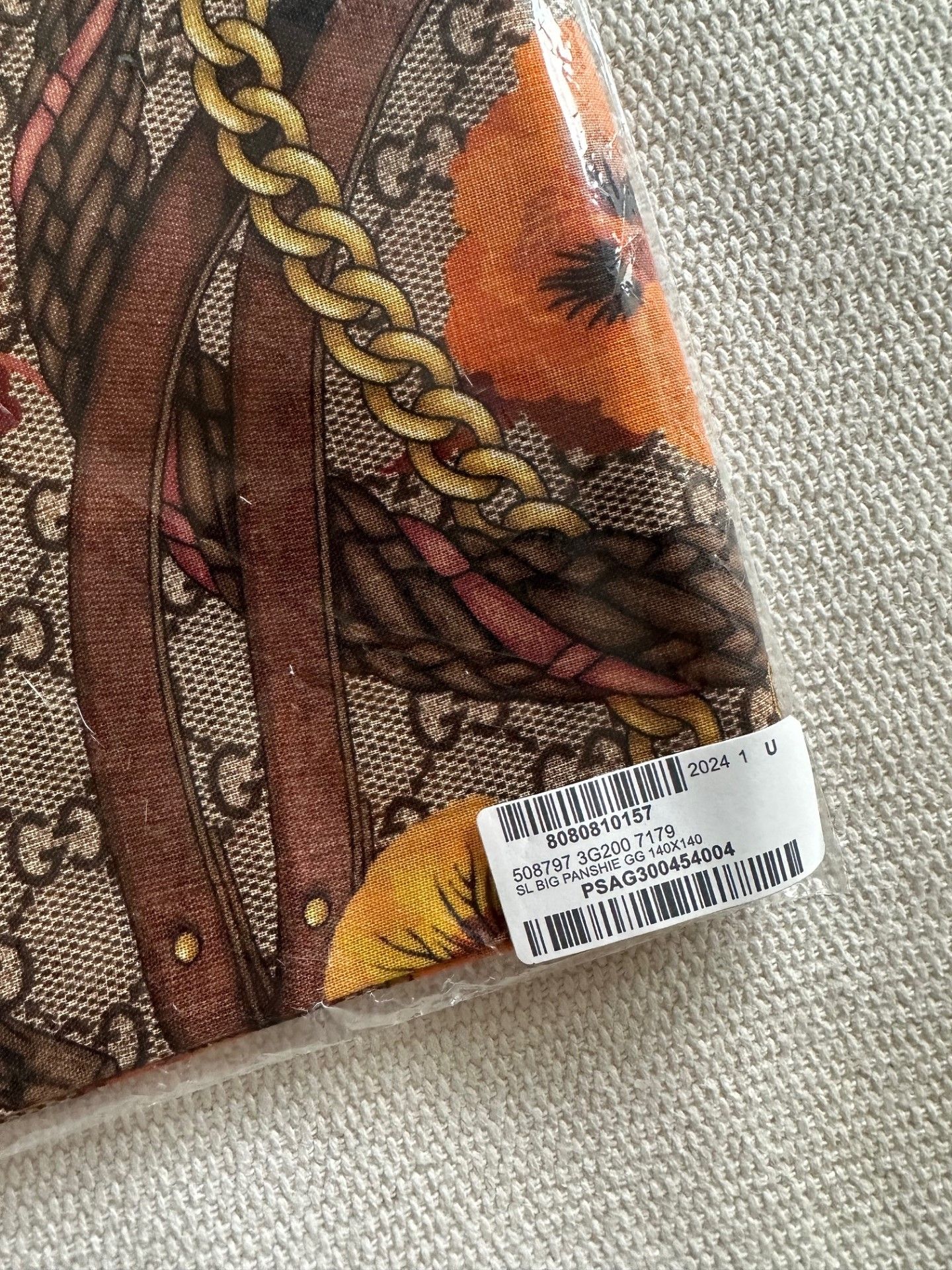 Gucci Guccissima Oshibana Panshie Shawl yellow/brown virgin wool