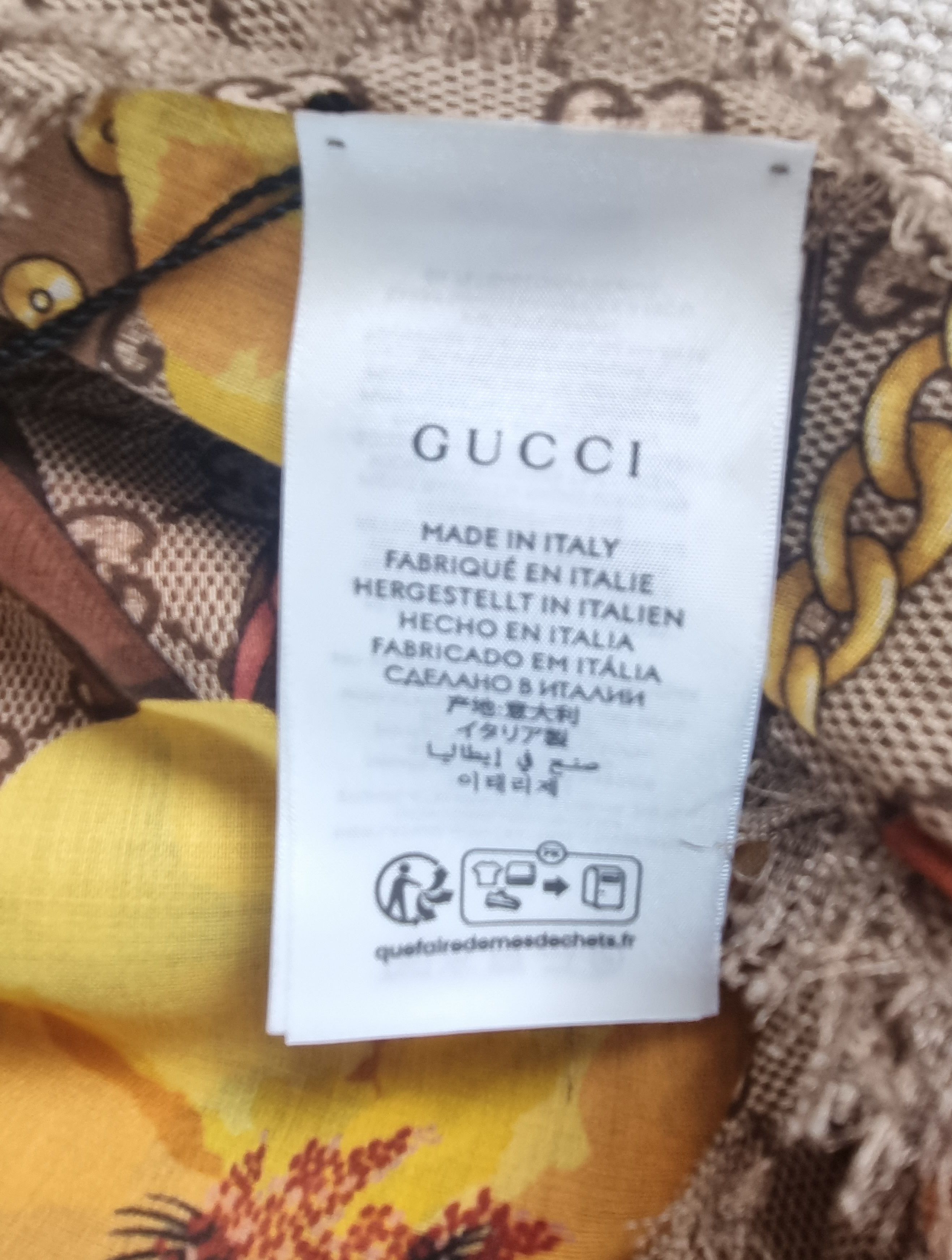 Gucci Guccissima Oshibana Panshie Shawl yellow/brown virgin wool