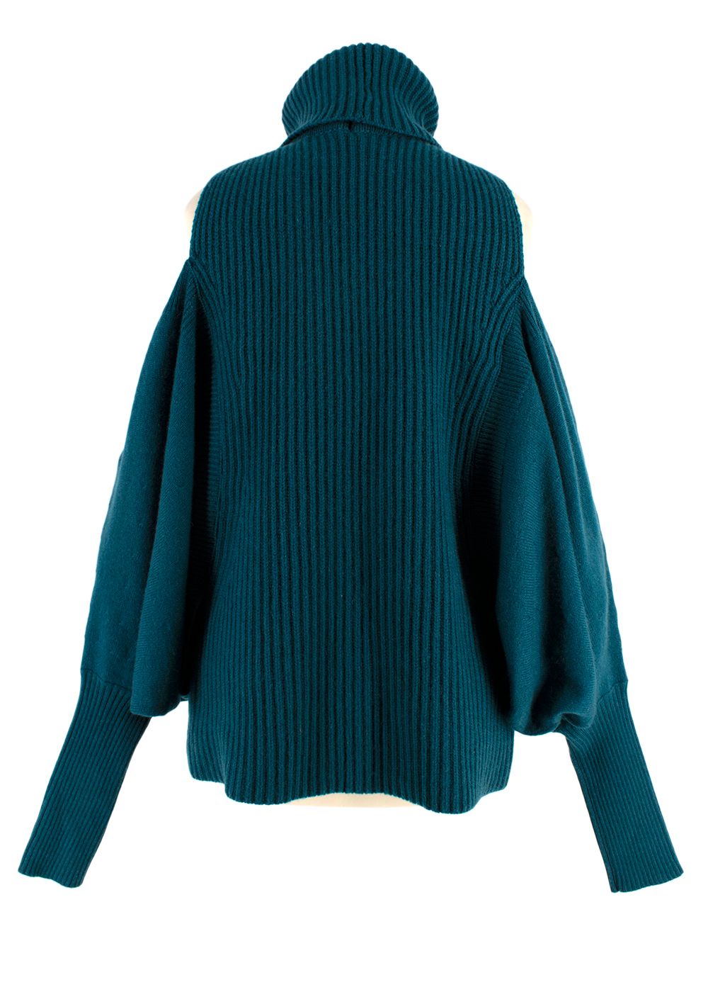 Antonio Berardi Teal Cold-shoulder Merino wool  Cashmere Jumper Size S deep teal merino wool/cashmere