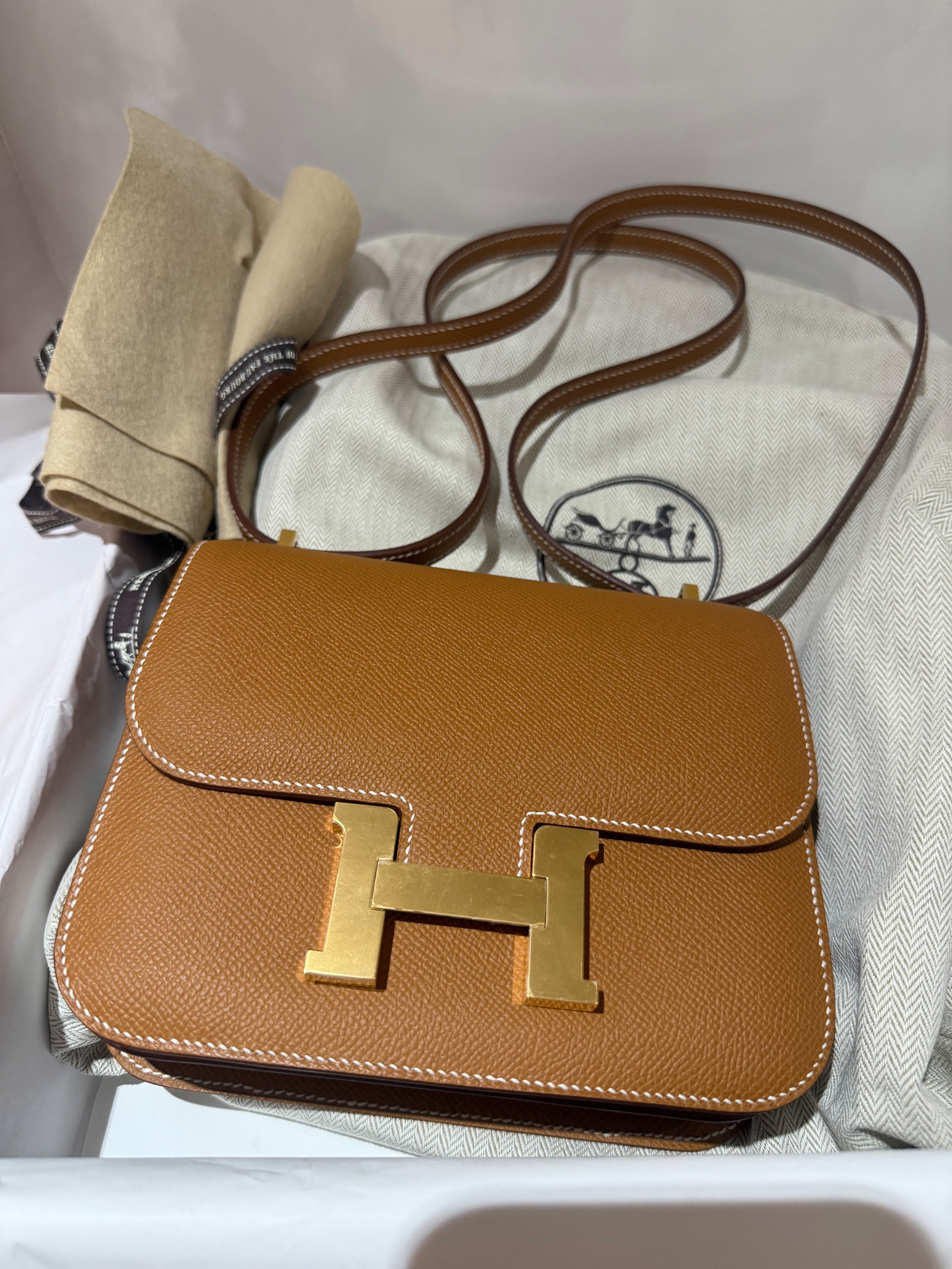 Hermes Constance 18 in Gold Epsom Leather with Gold Hardware Brown