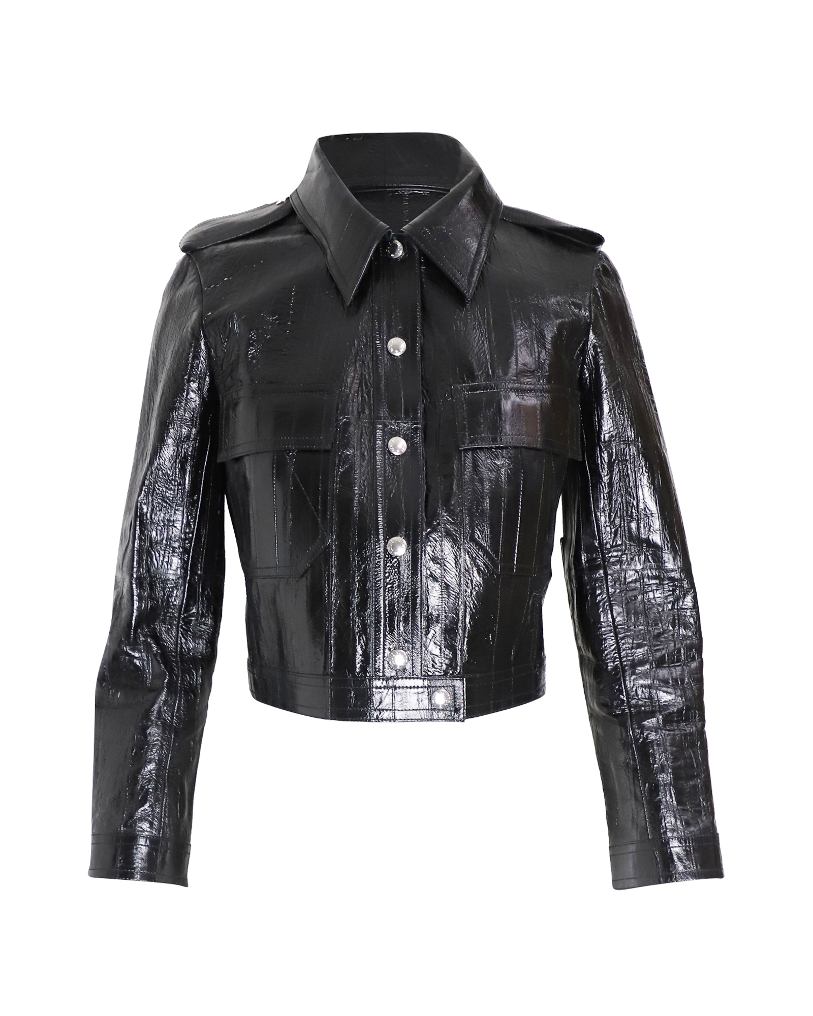 Preowned Louis Vuitton Black Cropped  Leather Jacket Size XS