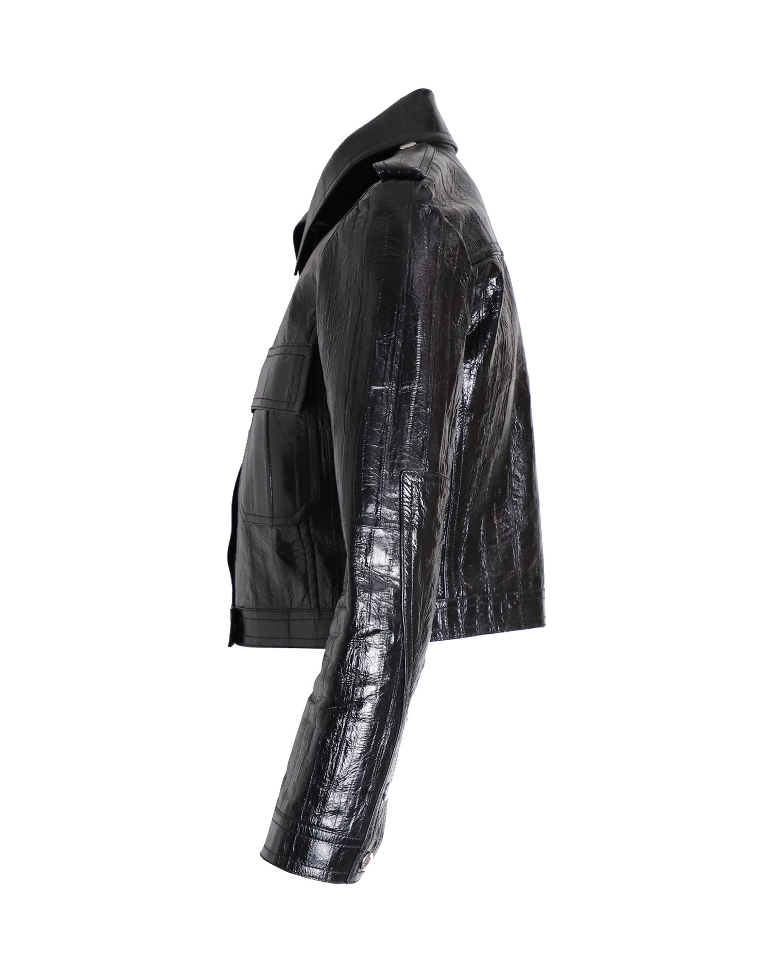 Preowned Louis Vuitton Black Cropped  Leather Jacket Size XS