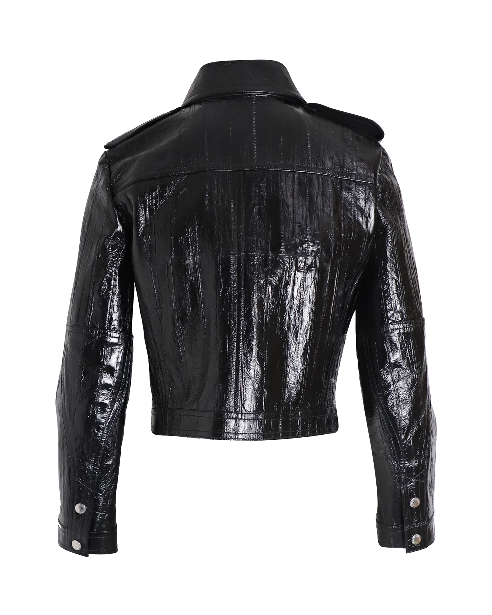 Preowned Louis Vuitton Black Cropped  Leather Jacket Size XS