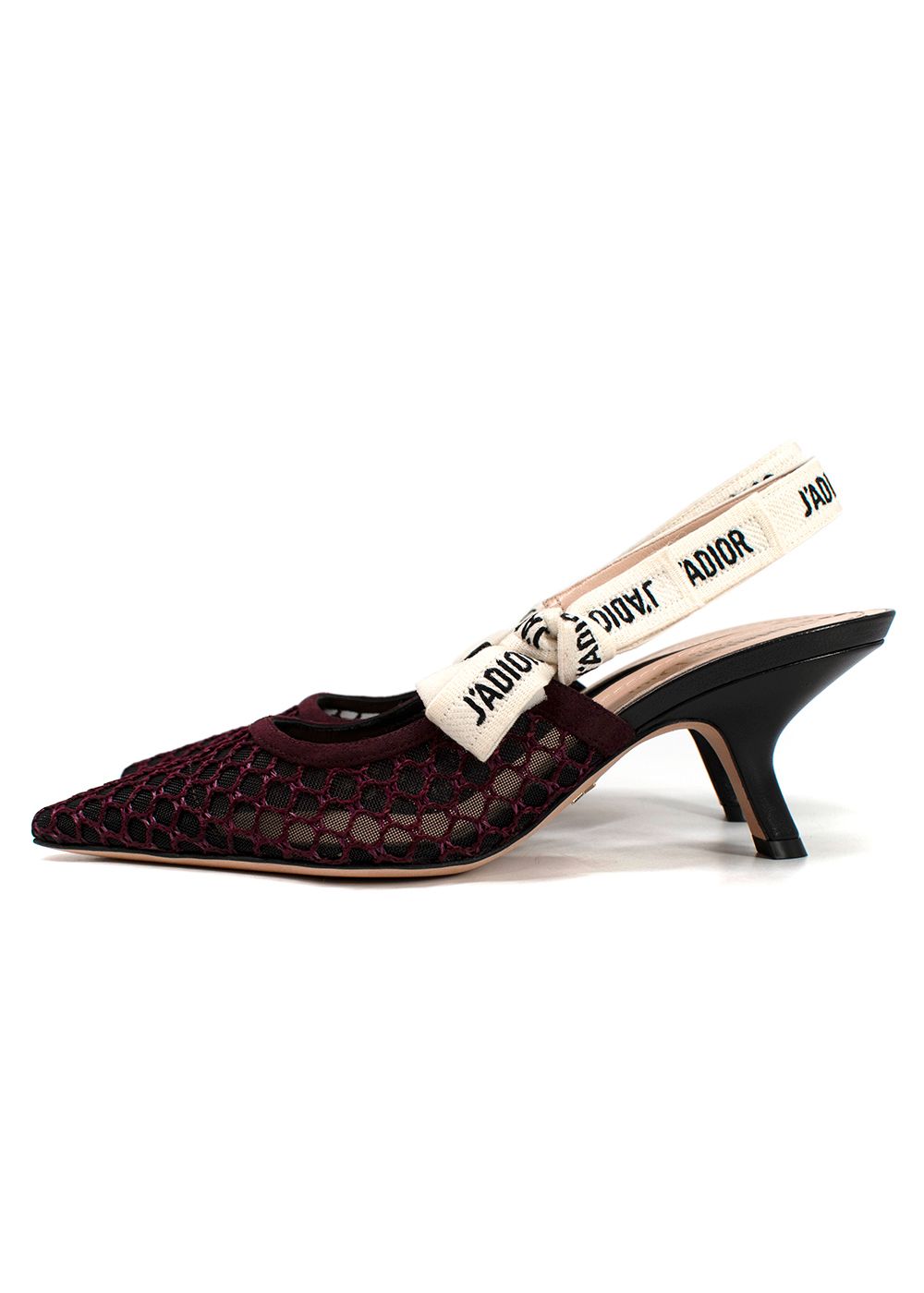 Dior Burgundy Woven Mesh J'adior Slingbacks Size 375