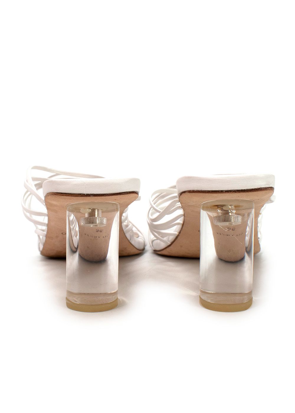 Preowned Rejina Pyo White Strappy Mules Size 36 leather