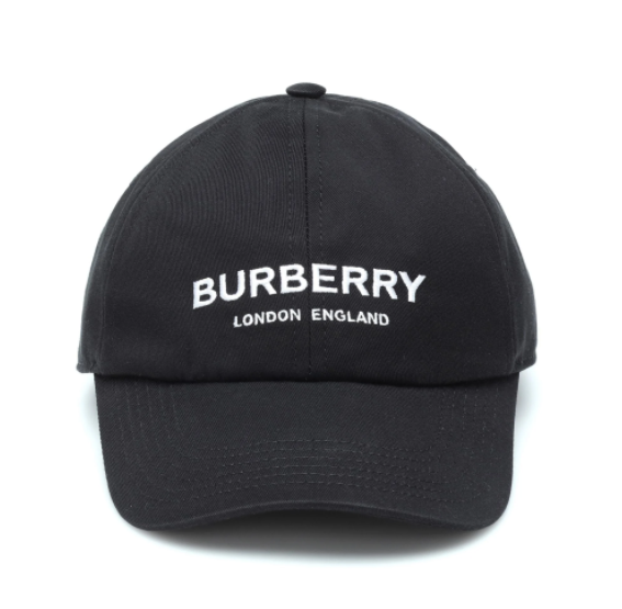 Men's Burberry Embroidered Logo Baseball Cap Size M Black cotton