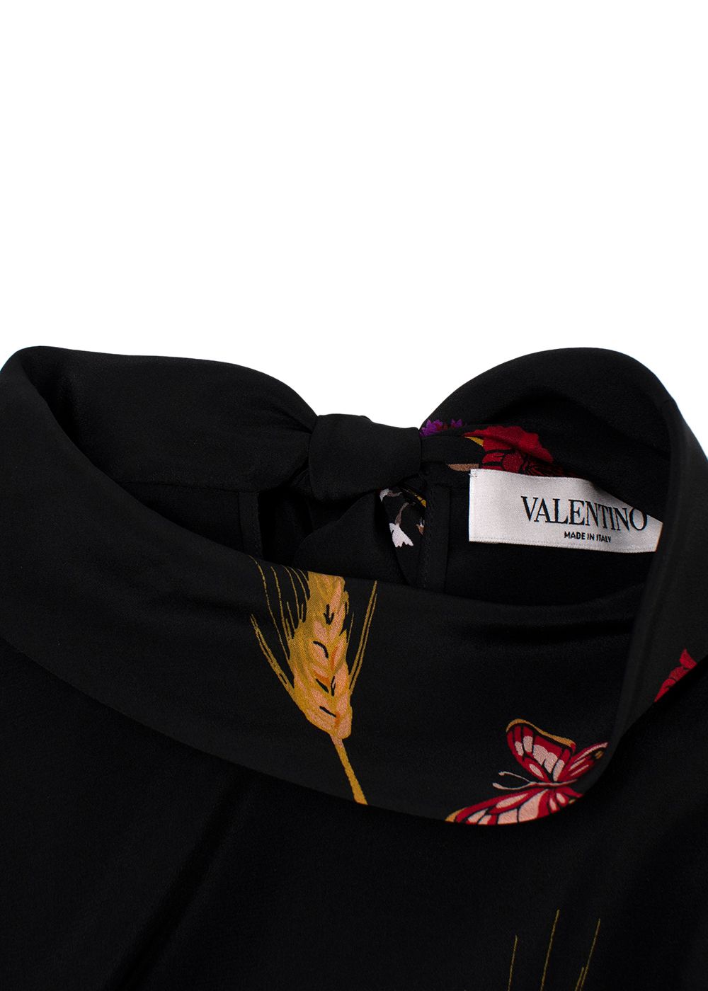 Preowned Valentino black silk floral blouse Size XS red floral