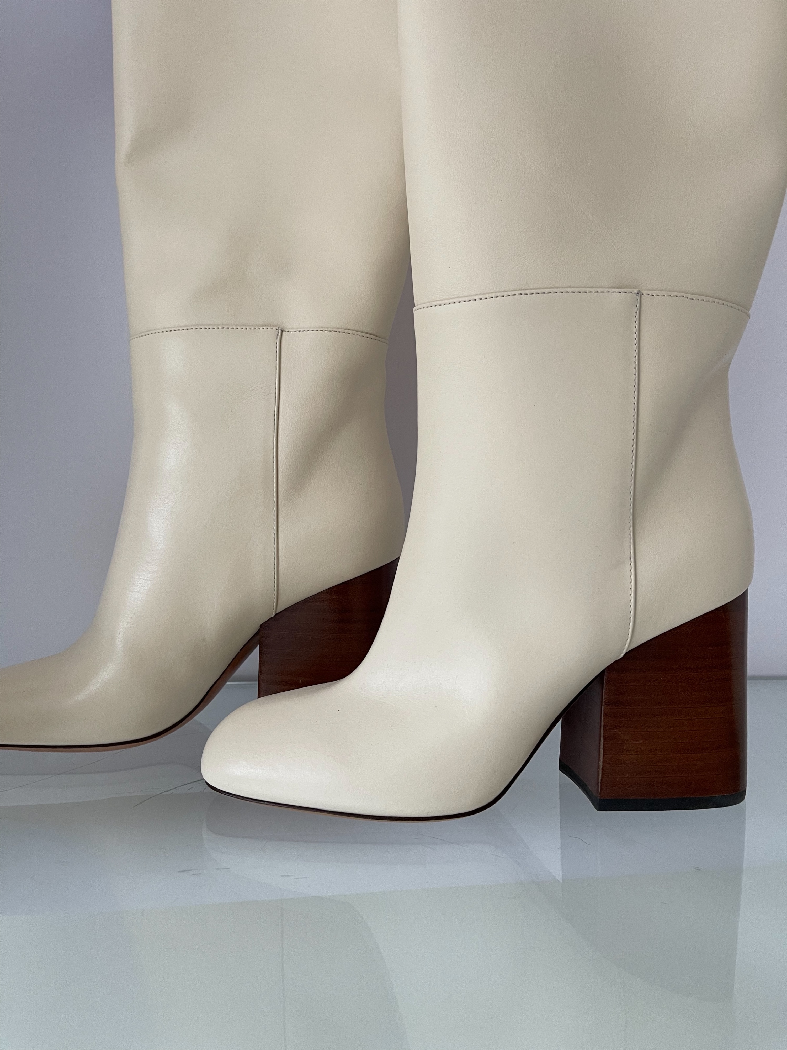 Marni Ivory Leather OTK Boots Size 36