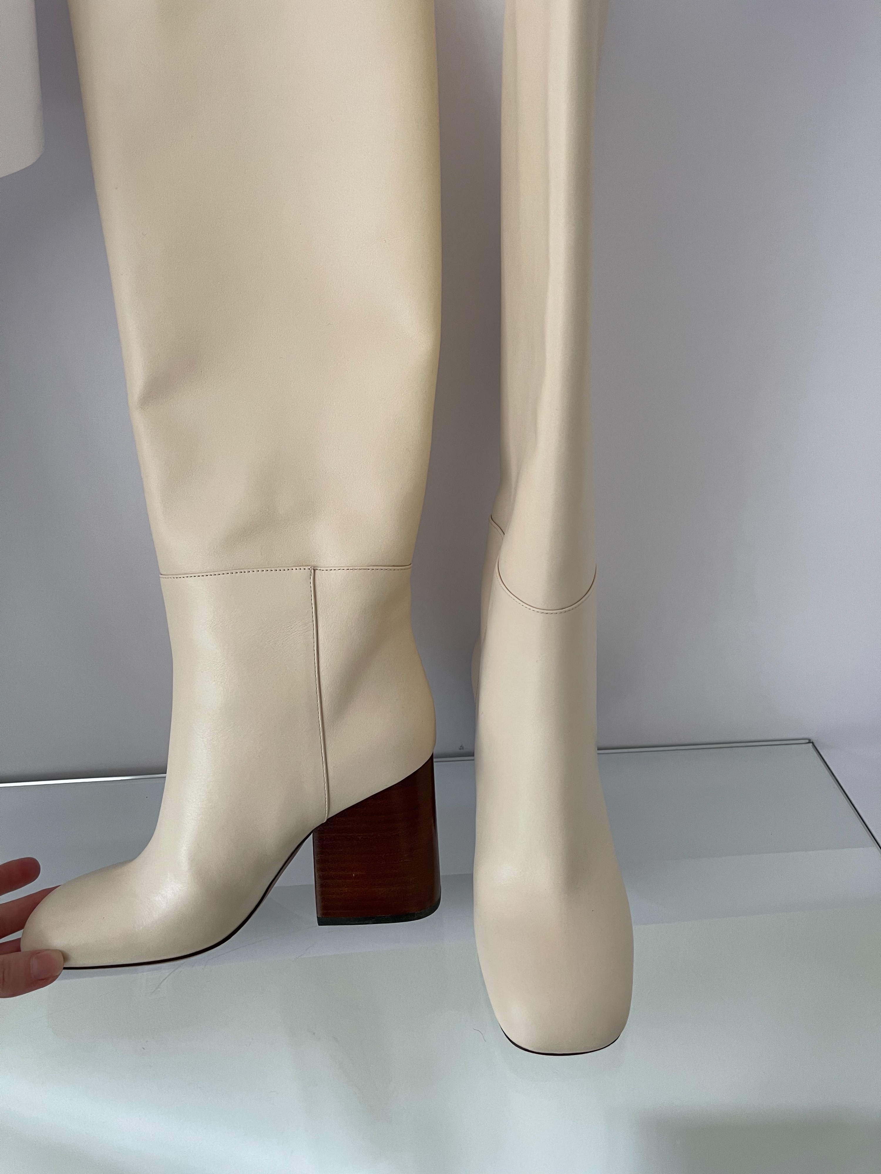 Marni Ivory Leather OTK Boots Size 36