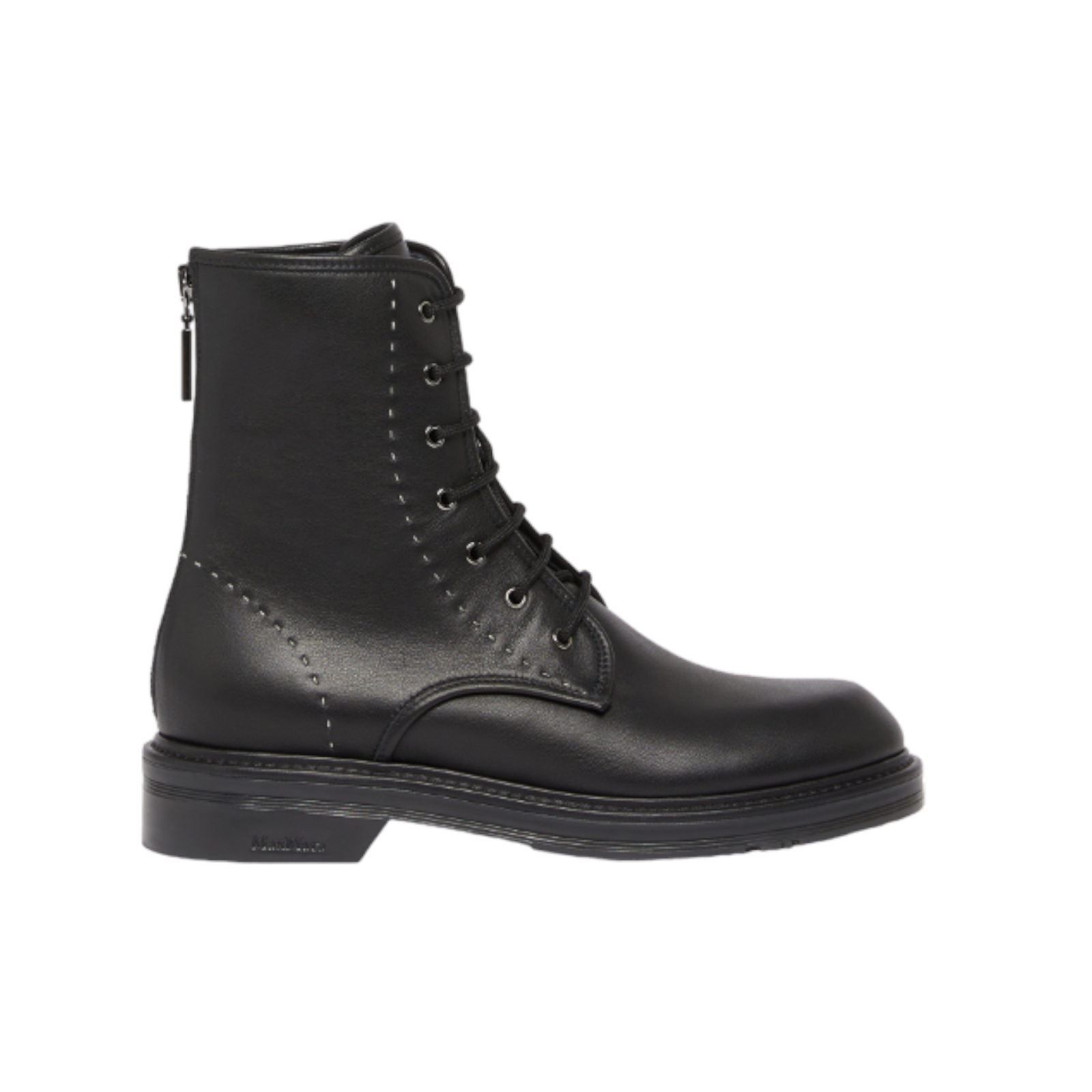 Preowned Max Mara Black Leather Combat Boots Size 39