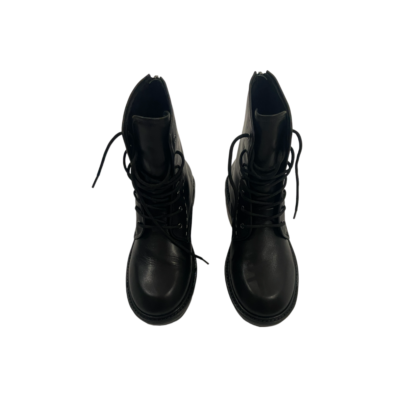 Preowned Max Mara Black Leather Combat Boots Size 39