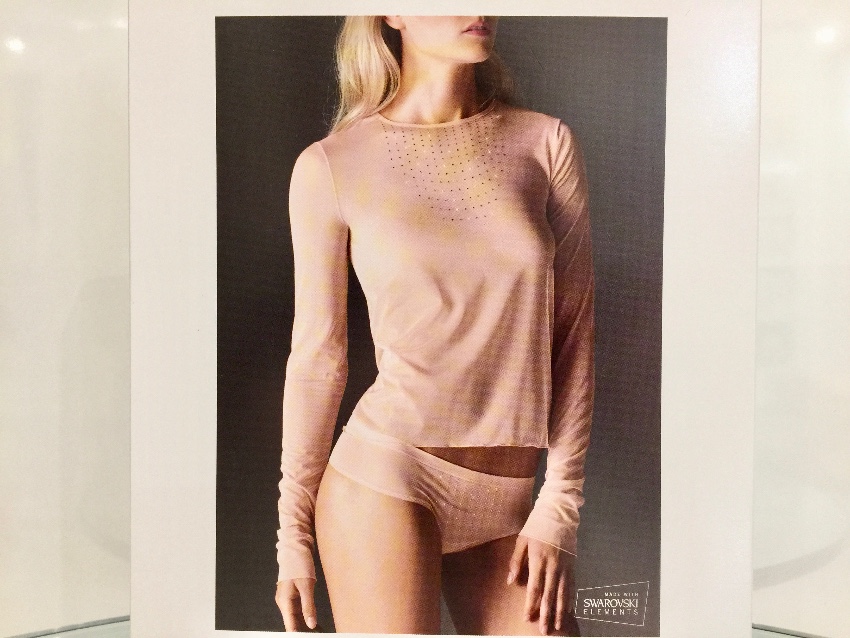 Wolford Swarovski Crystal Cara Pullover Size M Beige/Nude polyamide/elastane/swarovski crystals