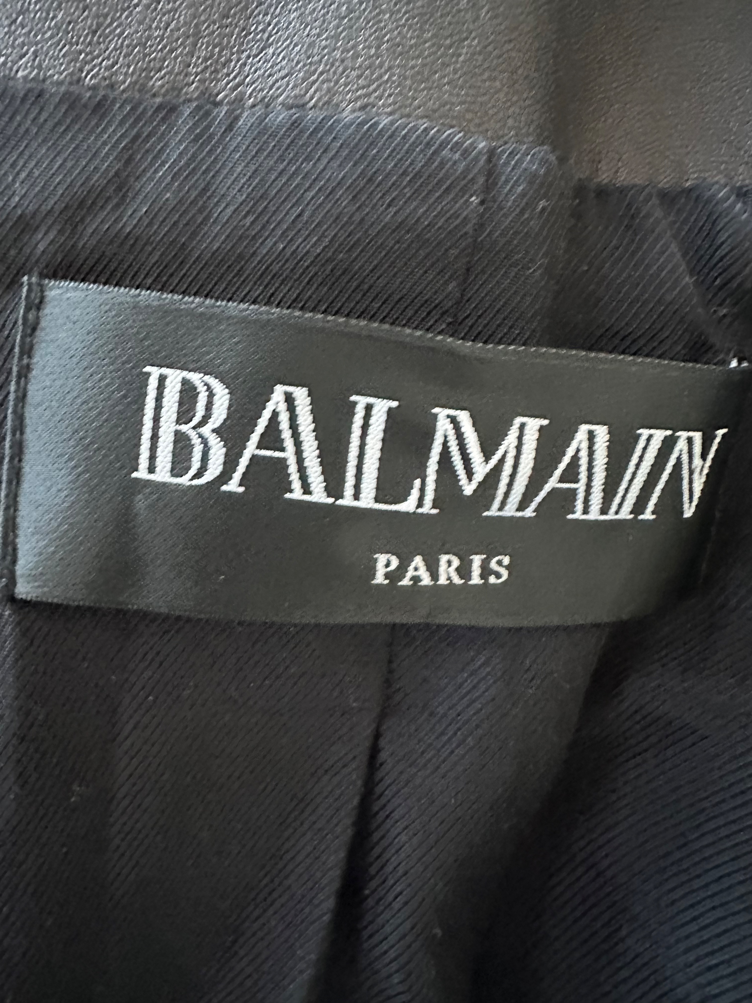 Preowned Balmain Black Leather Lace Up Detail Blazer Size M