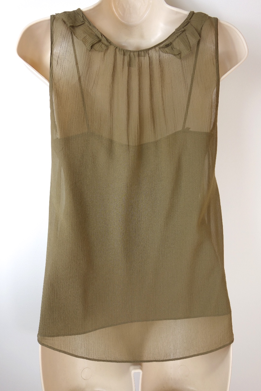 Preowned Burberry Brit Silk Chiffon Top Size S Green