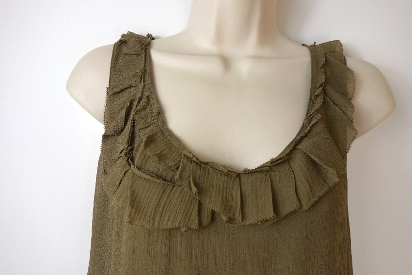 Preowned Burberry Brit Silk Chiffon Top Size S Green