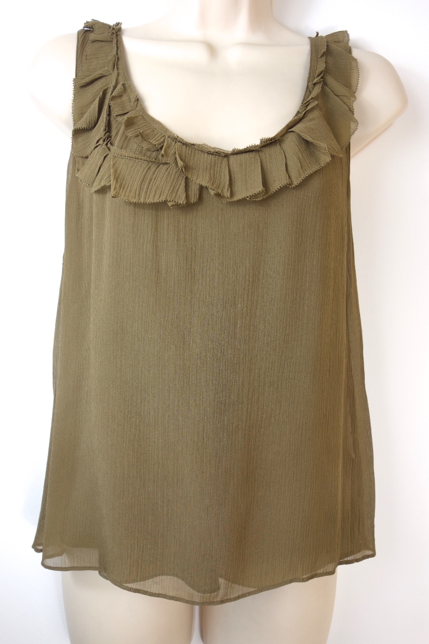 Preowned Burberry Brit Silk Chiffon Top Size S Green