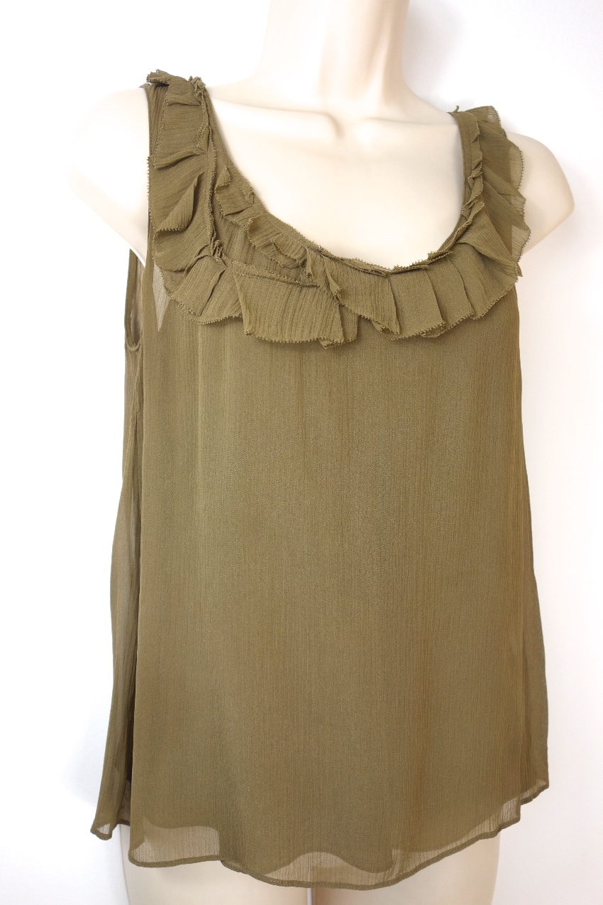 Preowned Burberry Brit Silk Chiffon Top Size S Green