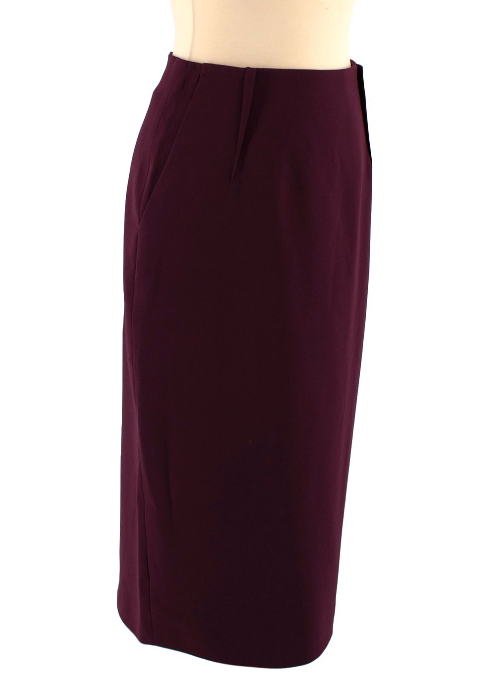 Preowned Altuzarra Lester Crepe Pencil Skirt Burgundy triacetate/polyester