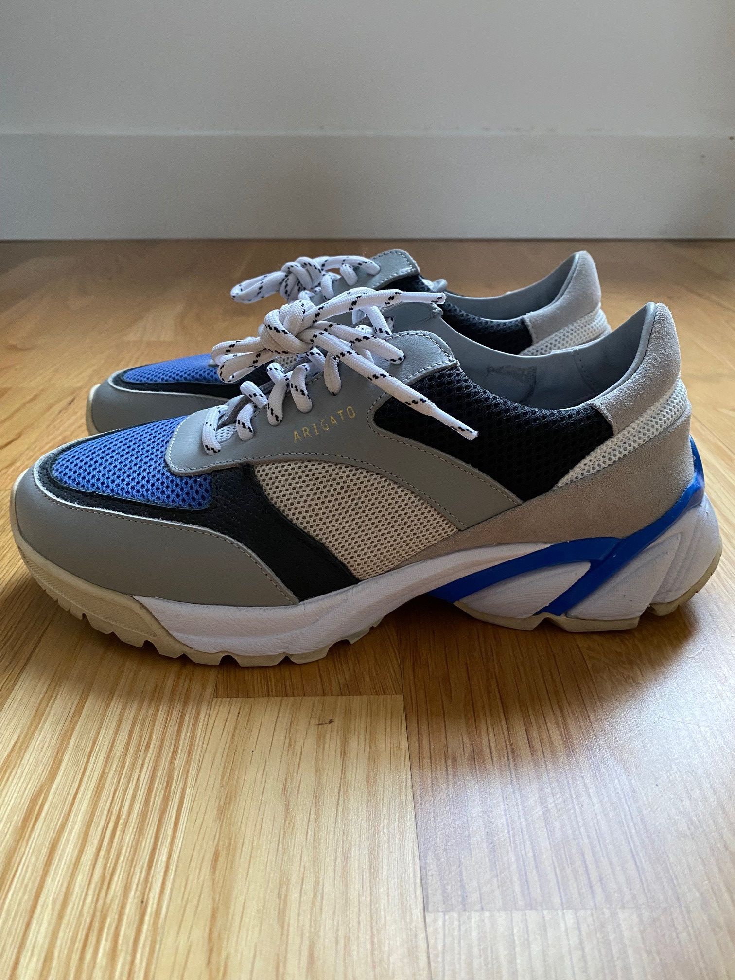 Preowned Axel Arigato Blue White  Grey Tech Runner Sneakers Size 38 Grey beige blue white leather