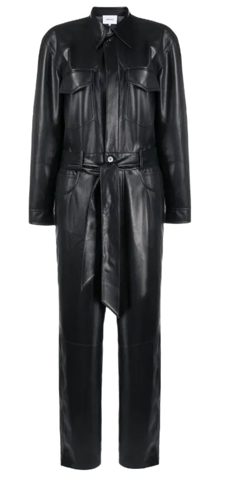 Nanushka Ashton Black Faux Leather Jumpsuit Size M polyester