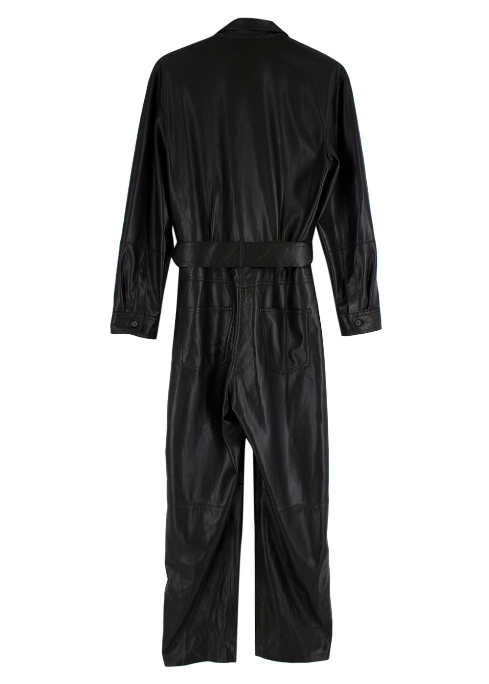 Nanushka Ashton Black Faux Leather Jumpsuit Size M polyester