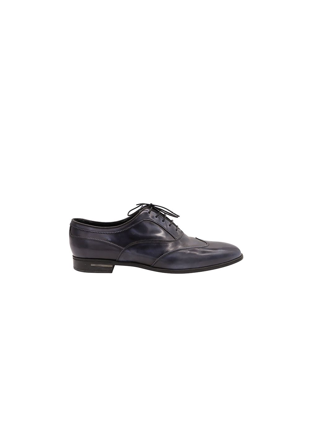 Men's Preowned Prada Navy leather brogues Size 405 blue