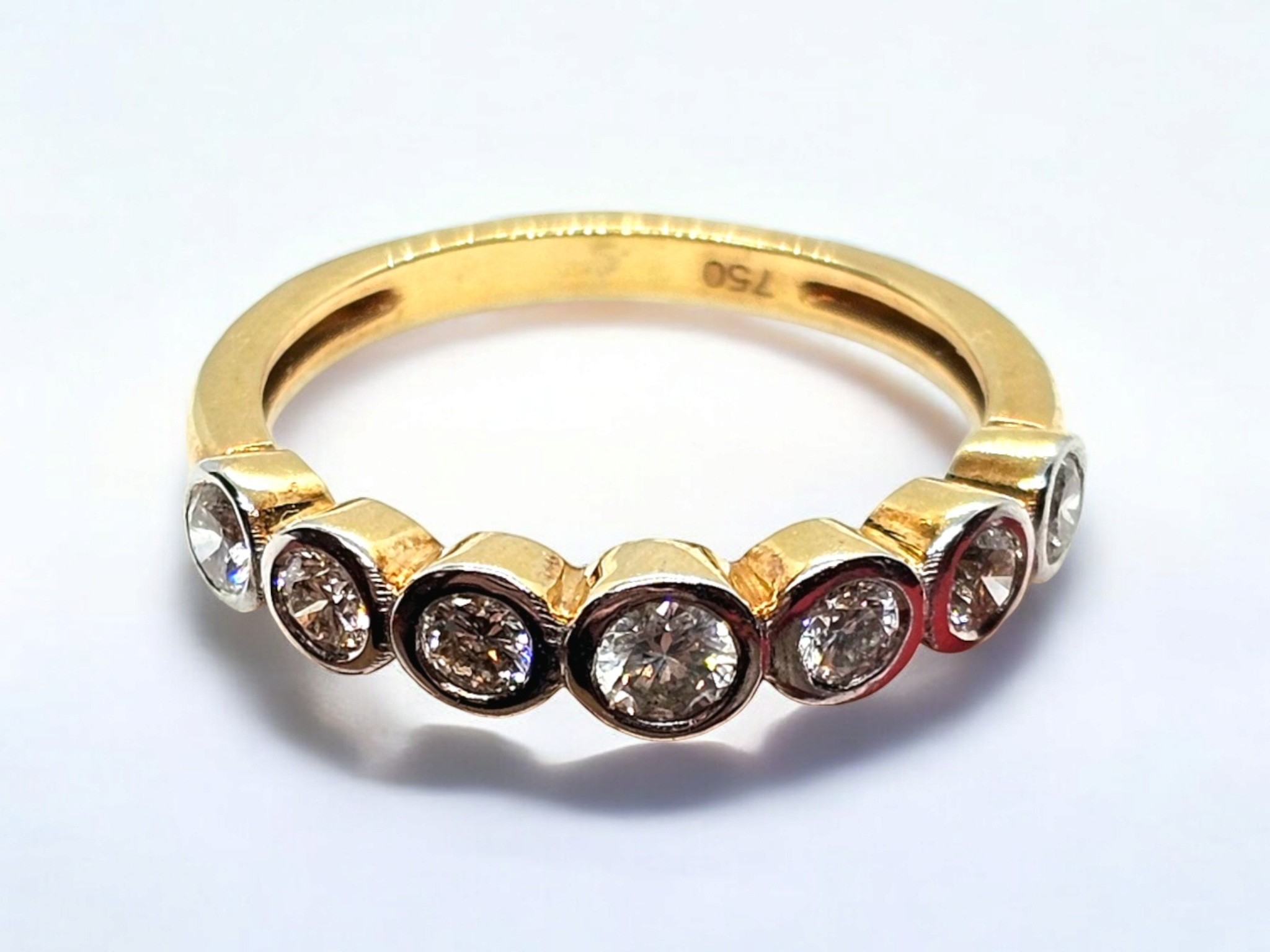 Preowned Bespoke 18ct Gold 7 Stone Diamond Ring Yellow and white gold ct gold