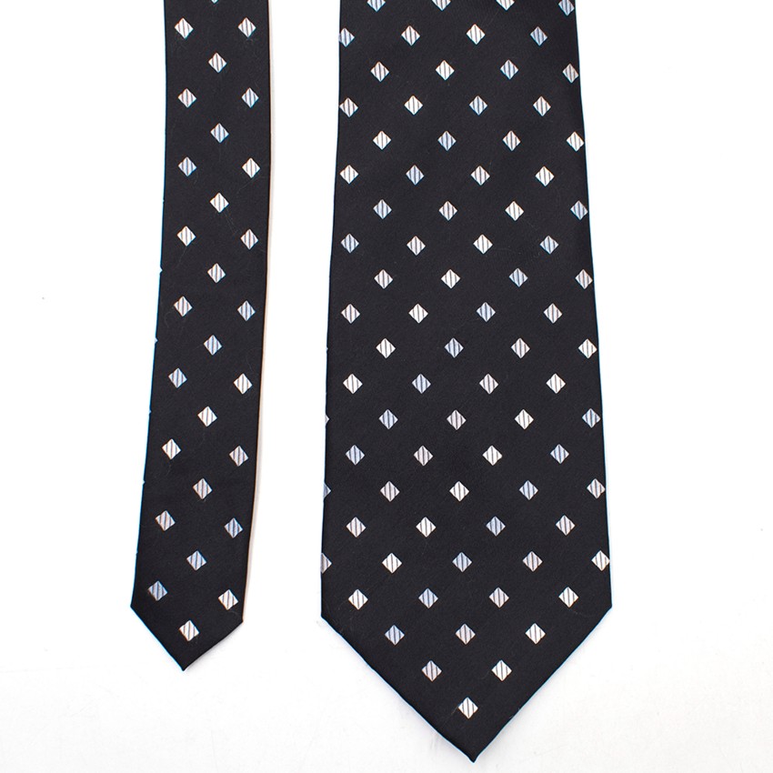 Men's Preowned Milan Collection Black Silk Polka Dot Tie