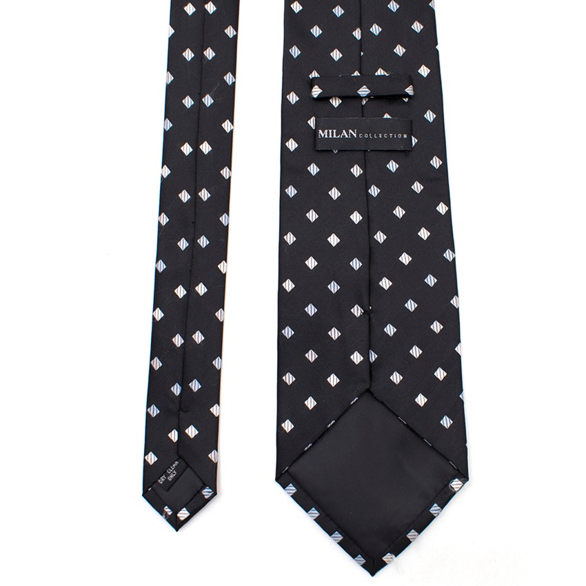 Men's Preowned Milan Collection Black Silk Polka Dot Tie