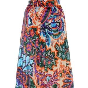 Paco Rabanne Velvet Metallic Multi Coloured Midi Skirt Size M Multi-Coloured / Stripes cotton