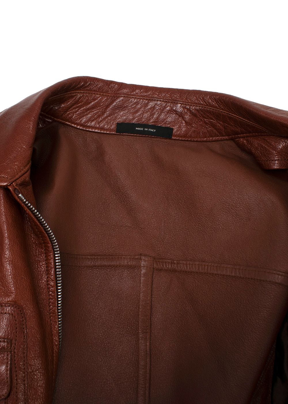 Men's Preowned Tom Ford Brown Leather Biker Jacket Size M