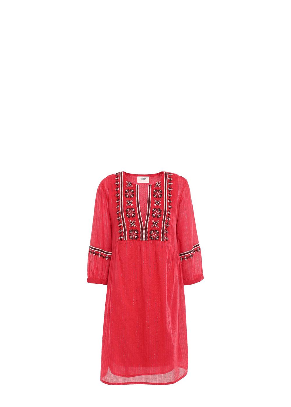 Preowned BaSh Red Agda Embroidered Dress Size XS cotton