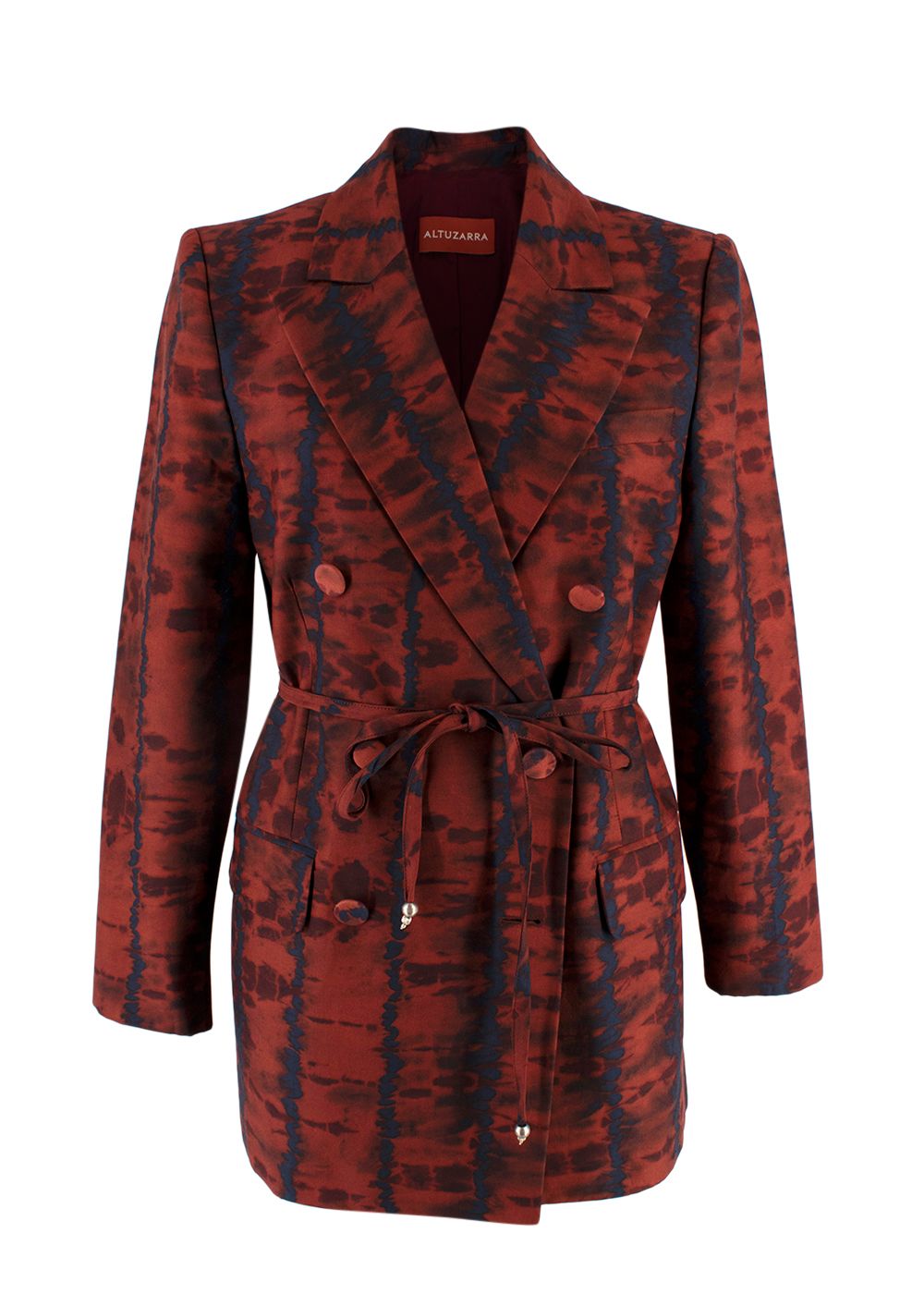 Altuzarra Hattson belted tie-dyed cotton-blend blazer Size S burgundy and navy hues cotton