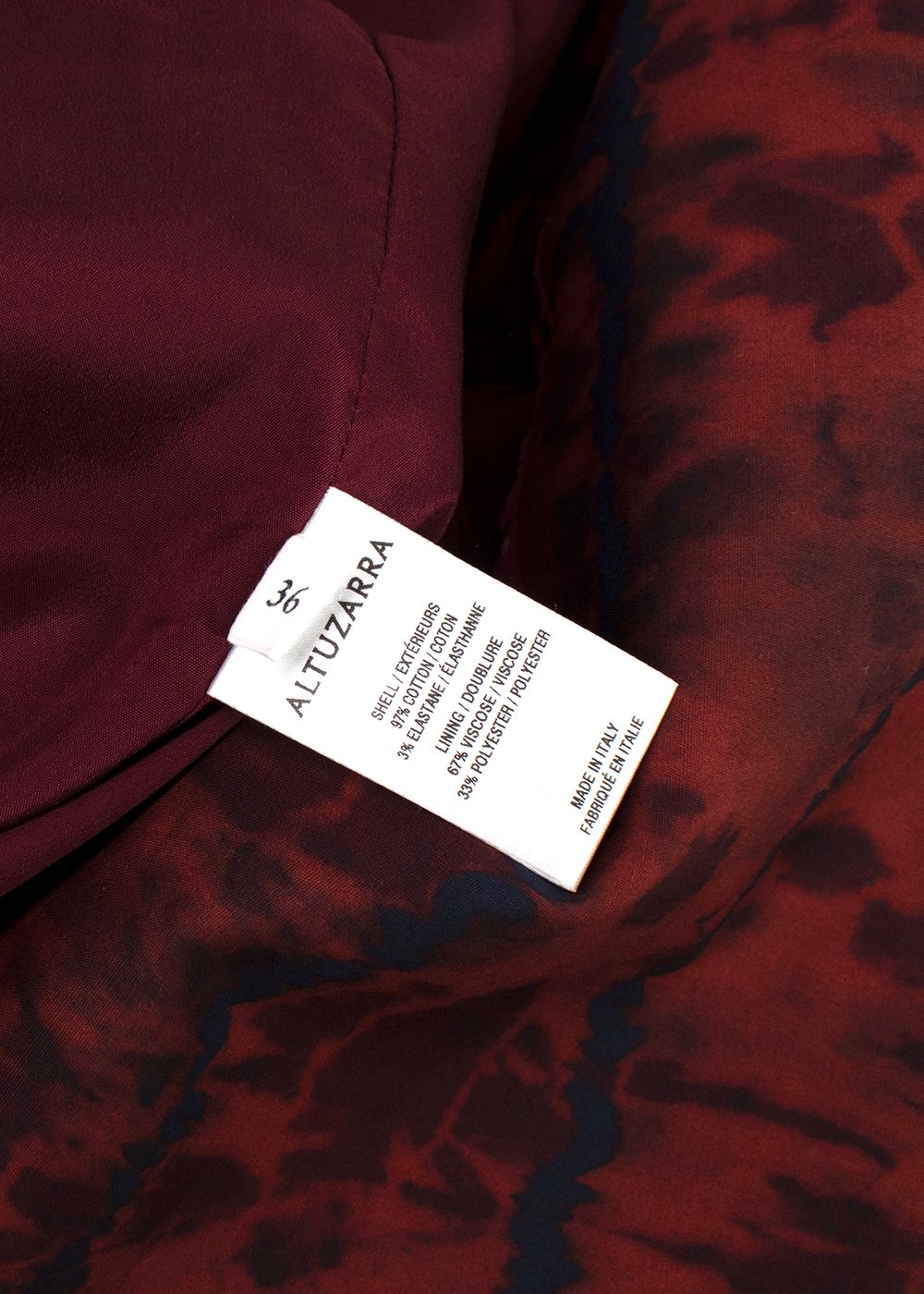 Altuzarra Hattson belted tie-dyed cotton-blend blazer Size S burgundy and navy hues cotton