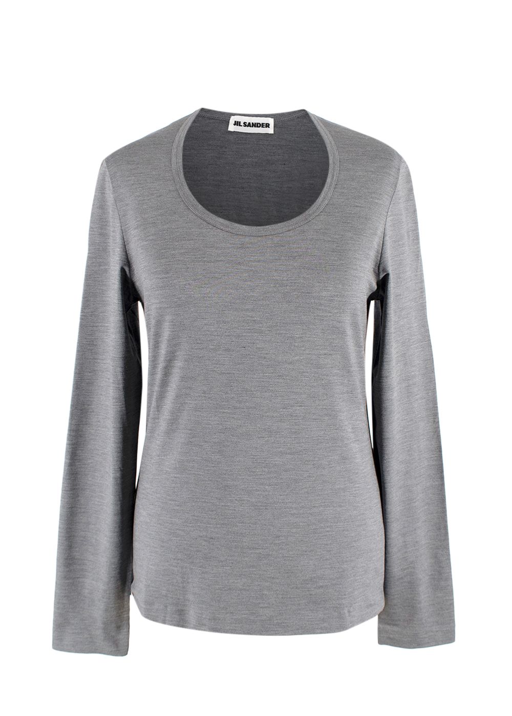 Jil Sander Grey Silk Long Sleeve Top Size XL