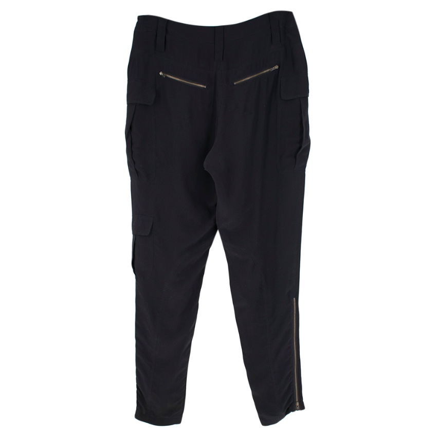 Edun Black Silk Zip Detail Joggers Size S