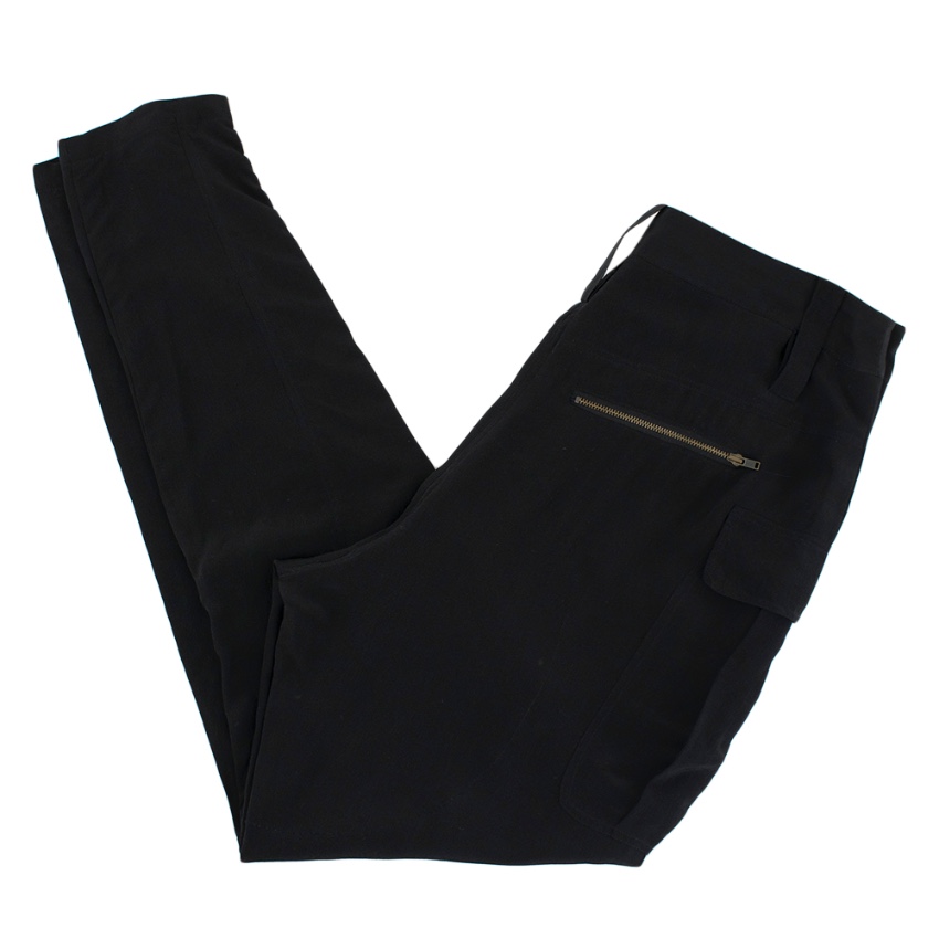 Edun Black Silk Zip Detail Joggers Size S